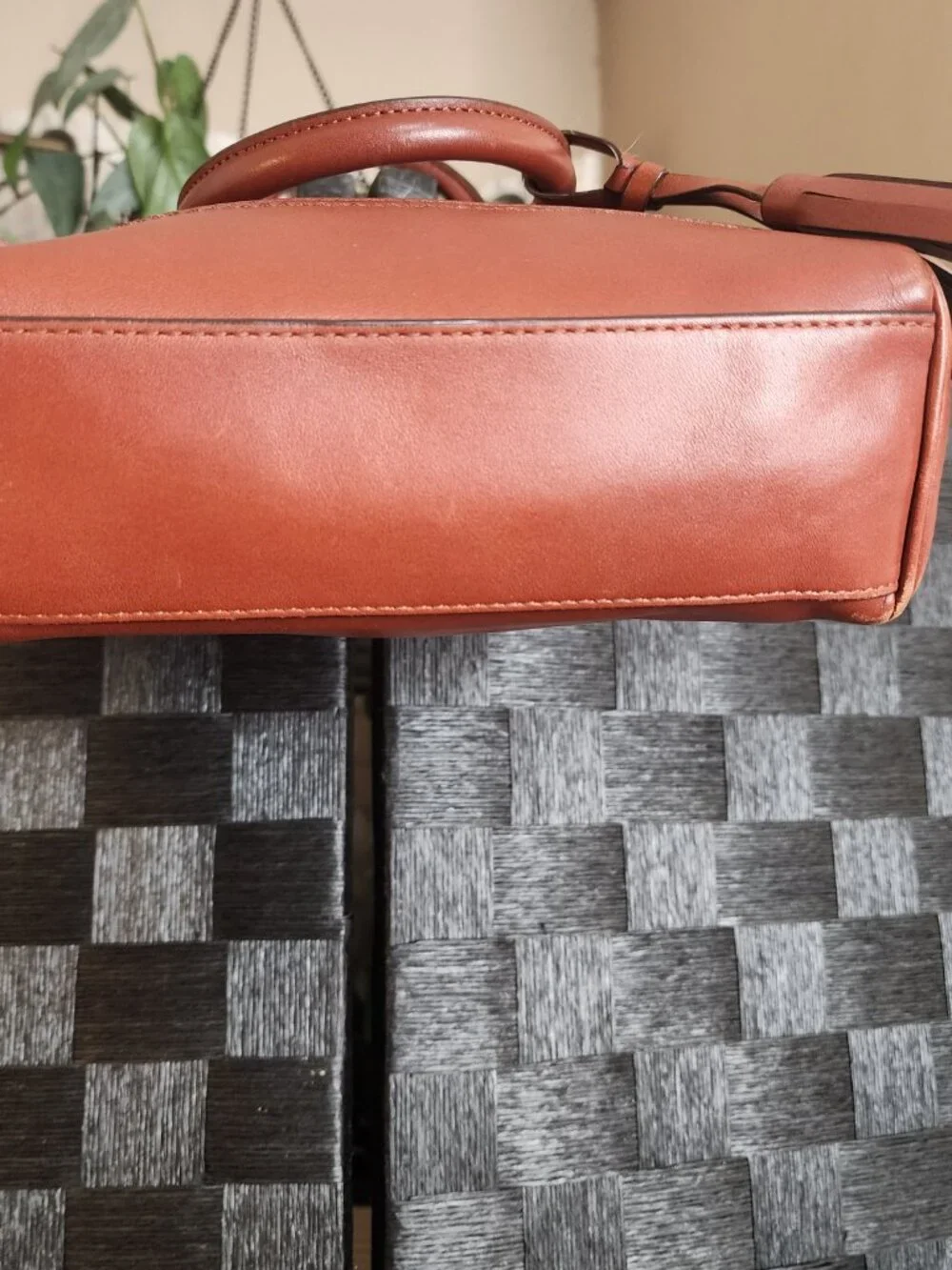 COACH Mini Tanner Legacy Cognac Leather Crossbody Satchel Bag Purse